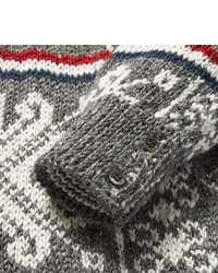 grauer Wollrollkragenpullover mit Norwegermuster von Thom Browne