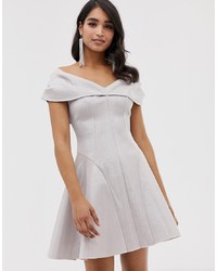 graues ausgestelltes Kleid von ASOS DESIGN