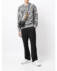 graues bedrucktes Fleece-Sweatshirt von VERSACE JEANS COUTURE