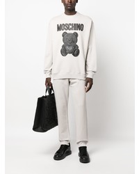 graues bedrucktes Fleece-Sweatshirt von Moschino