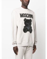 graues bedrucktes Fleece-Sweatshirt von Moschino