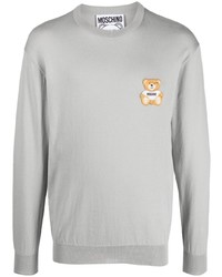 graues bedrucktes Fleece-Sweatshirt von Moschino