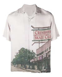 graues bedrucktes Kurzarmhemd von CRENSHAW SKATE CLUB