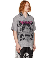 graues bedrucktes Kurzarmhemd von Versace