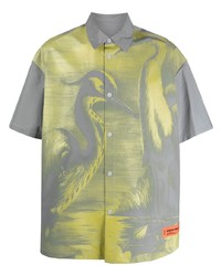 graues bedrucktes Kurzarmhemd von Heron Preston