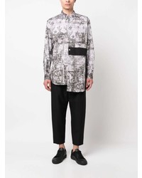 graues bedrucktes Langarmhemd von Comme Des Garcons SHIRT