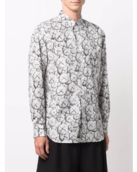 graues bedrucktes Langarmhemd von Comme Des Garcons SHIRT