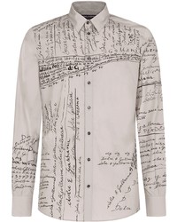 graues bedrucktes Langarmhemd von Dolce & Gabbana