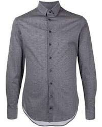 graues bedrucktes Langarmhemd von Giorgio Armani