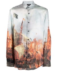 graues bedrucktes Langarmhemd von Just Cavalli