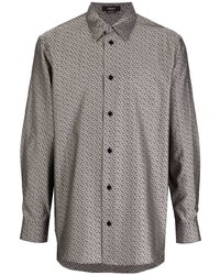 graues bedrucktes Langarmhemd von Versace