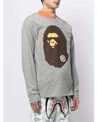 graues bedrucktes Langarmshirt von A Bathing Ape