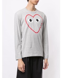 graues bedrucktes Langarmshirt von Comme Des Garcons Play