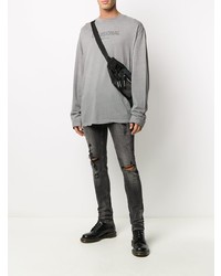 graues bedrucktes Langarmshirt von Ksubi