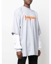 graues bedrucktes Langarmshirt von Balenciaga