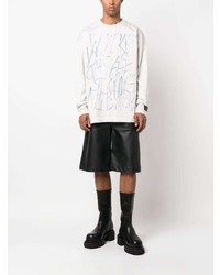 graues bedrucktes Langarmshirt von Raf Simons