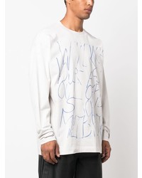 graues bedrucktes Langarmshirt von Raf Simons