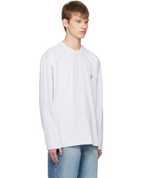 graues bedrucktes Langarmshirt von Solid Homme