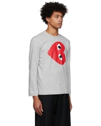 graues bedrucktes Langarmshirt von Comme Des Garcons Play