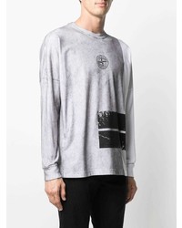 graues bedrucktes Langarmshirt von Stone Island