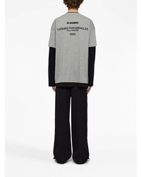 graues bedrucktes Langarmshirt von Jil Sander