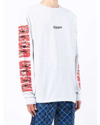 graues bedrucktes Langarmshirt von MSGM