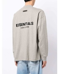 graues bedrucktes Langarmshirt von FEAR OF GOD ESSENTIALS