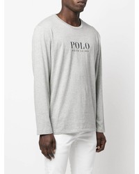 graues bedrucktes Langarmshirt von Polo Ralph Lauren