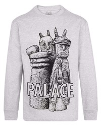 graues bedrucktes Langarmshirt von Palace