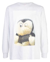 graues bedrucktes Langarmshirt von Supreme