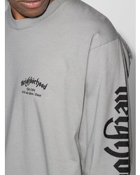 graues bedrucktes Langarmshirt von Neighborhood