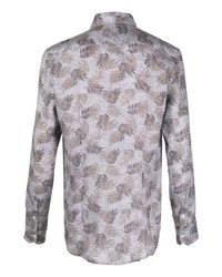 graues bedrucktes Leinen Langarmhemd von Orian
