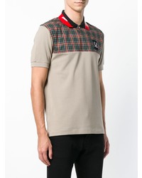 graues bedrucktes Polohemd von Raf Simons X Fred Perry
