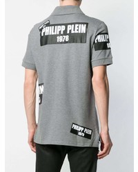 graues bedrucktes Polohemd von Philipp Plein