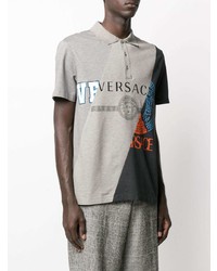 graues bedrucktes Polohemd von Versace