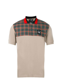 graues bedrucktes Polohemd von Raf Simons X Fred Perry