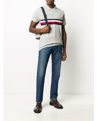 graues bedrucktes Polohemd von Tommy Hilfiger