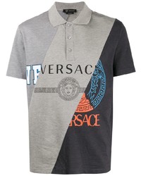 graues bedrucktes Polohemd von Versace