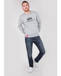 graues bedrucktes Sweatshirt von Alpha Industries