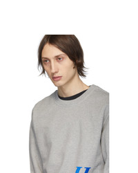graues bedrucktes Sweatshirt von Helmut Lang