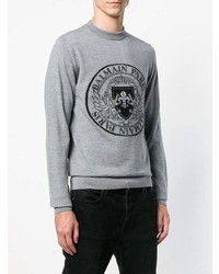 graues bedrucktes Sweatshirt von Balmain