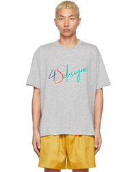 graues bedrucktes T-Shirt mit einem Rundhalsausschnitt von 4SDESIGNS