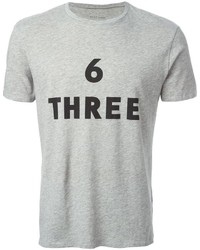 graues bedrucktes T-Shirt mit einem Rundhalsausschnitt von 6397