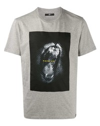 graues bedrucktes T-Shirt mit einem Rundhalsausschnitt von 7 For All Mankind