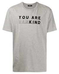 graues bedrucktes T-Shirt mit einem Rundhalsausschnitt von 7 For All Mankind