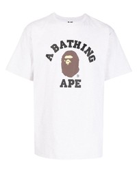 graues bedrucktes T-Shirt mit einem Rundhalsausschnitt von A Bathing Ape