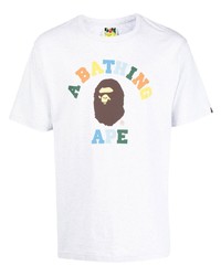 graues bedrucktes T-Shirt mit einem Rundhalsausschnitt von A Bathing Ape