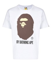 graues bedrucktes T-Shirt mit einem Rundhalsausschnitt von A Bathing Ape