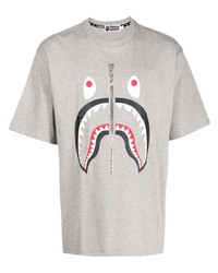 graues bedrucktes T-Shirt mit einem Rundhalsausschnitt von A Bathing Ape
