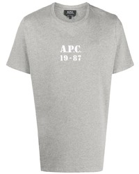 graues bedrucktes T-Shirt mit einem Rundhalsausschnitt von A.P.C.